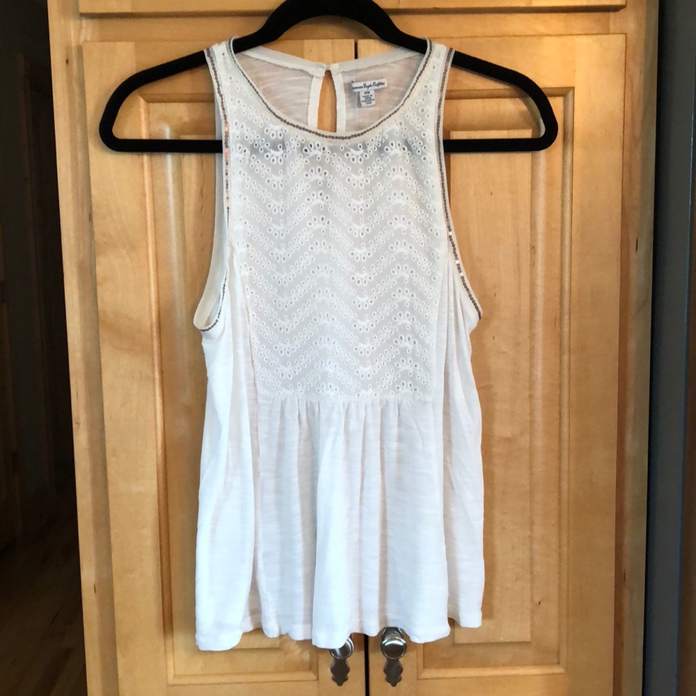 American Eagle eyelet tank top, cream, Med, CUTE!!